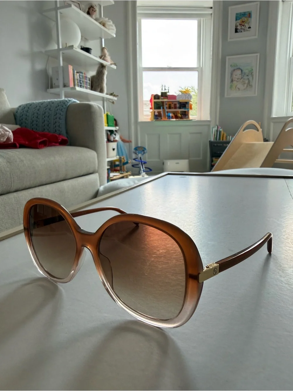 Stella McCartney Gradient Brown to Clear Oversized Round Sunglasses
